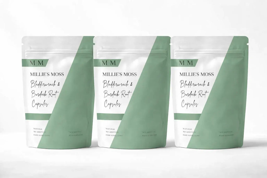 Millies Moss bladderwrack and burdock root capsules natural supplement pouch - 3-month supply