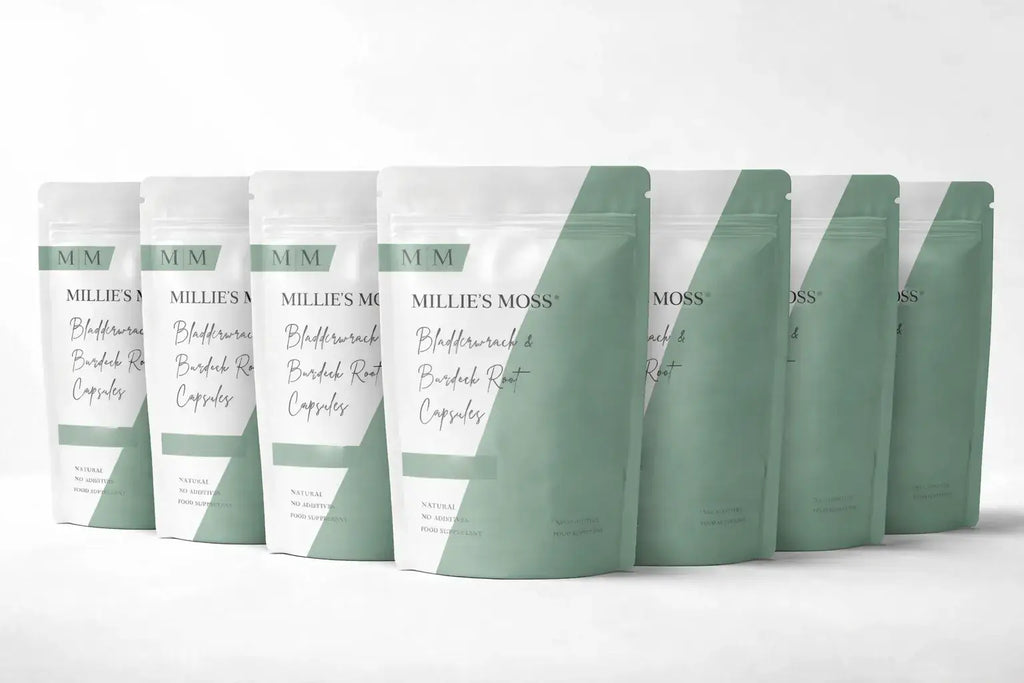 Millies Moss bladderwrack and burdock root capsules natural supplement pouch - 6-month supply