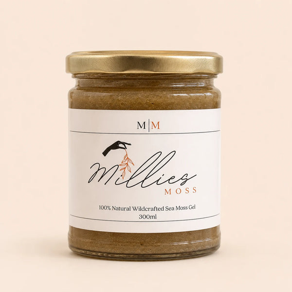 Millie’s Moss Bladderwrack and Burdock Root Infused Sea Moss Gel 300ml front packshot