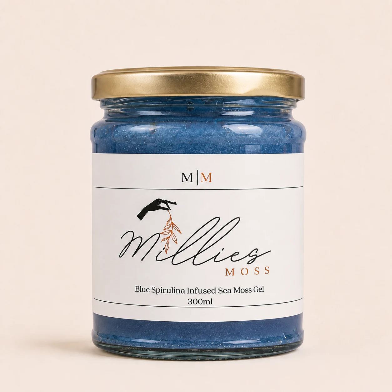Millie’s Moss Blue Spirulina Infused Sea Moss Gel 300ml front packshot