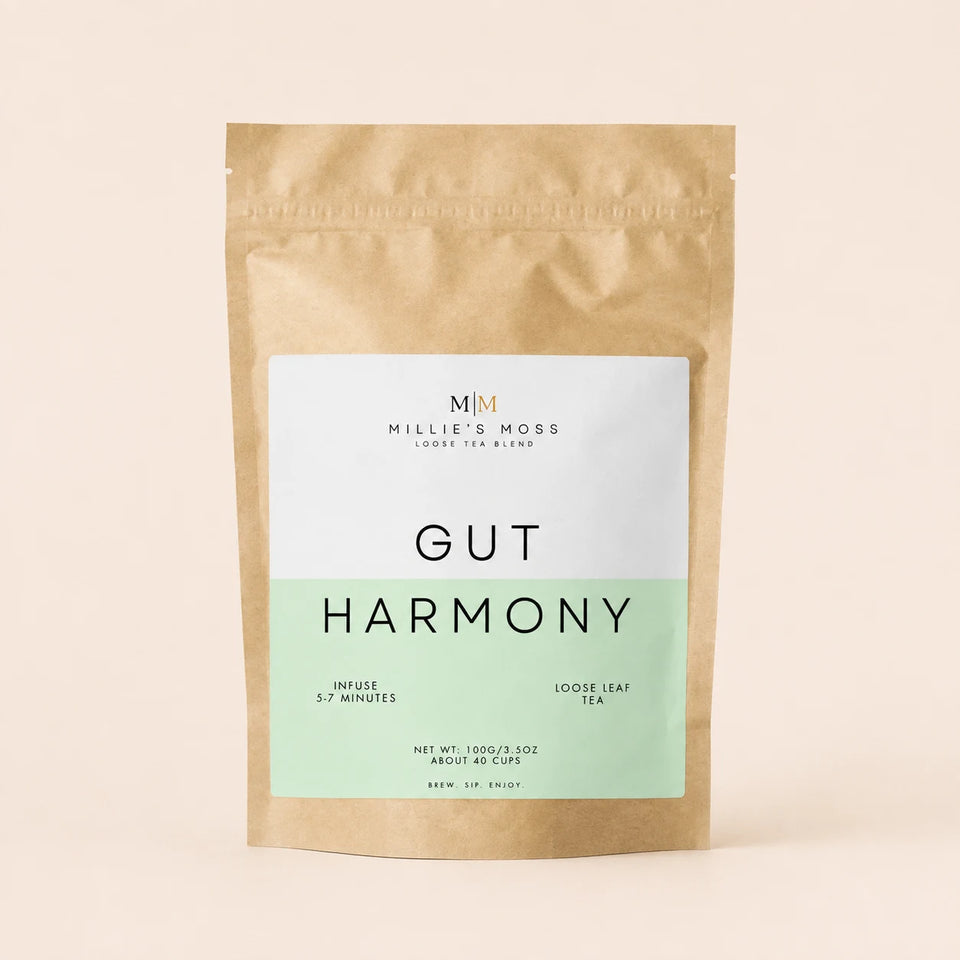 Millie’s Moss Gut Harmony Loose Leaf Tea Blend 100g front packshot