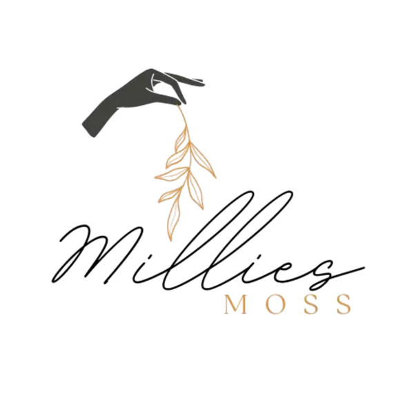 Millie’s Moss hand and sea moss logo on a transparent background.