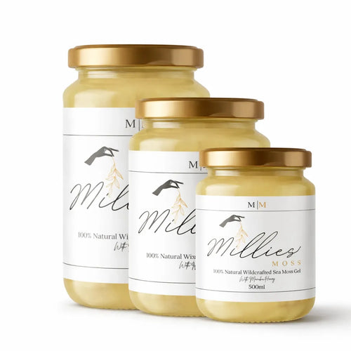 Millies Moss natural wildcrafted sea moss gel jars in multiple sizes