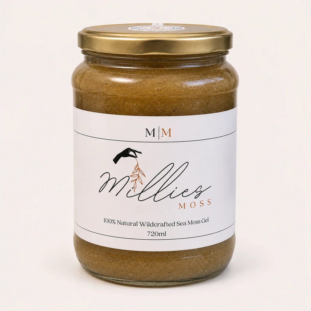 Millie's Moss Bladderwrack Infused Sea Moss Gel 720ml glass jar