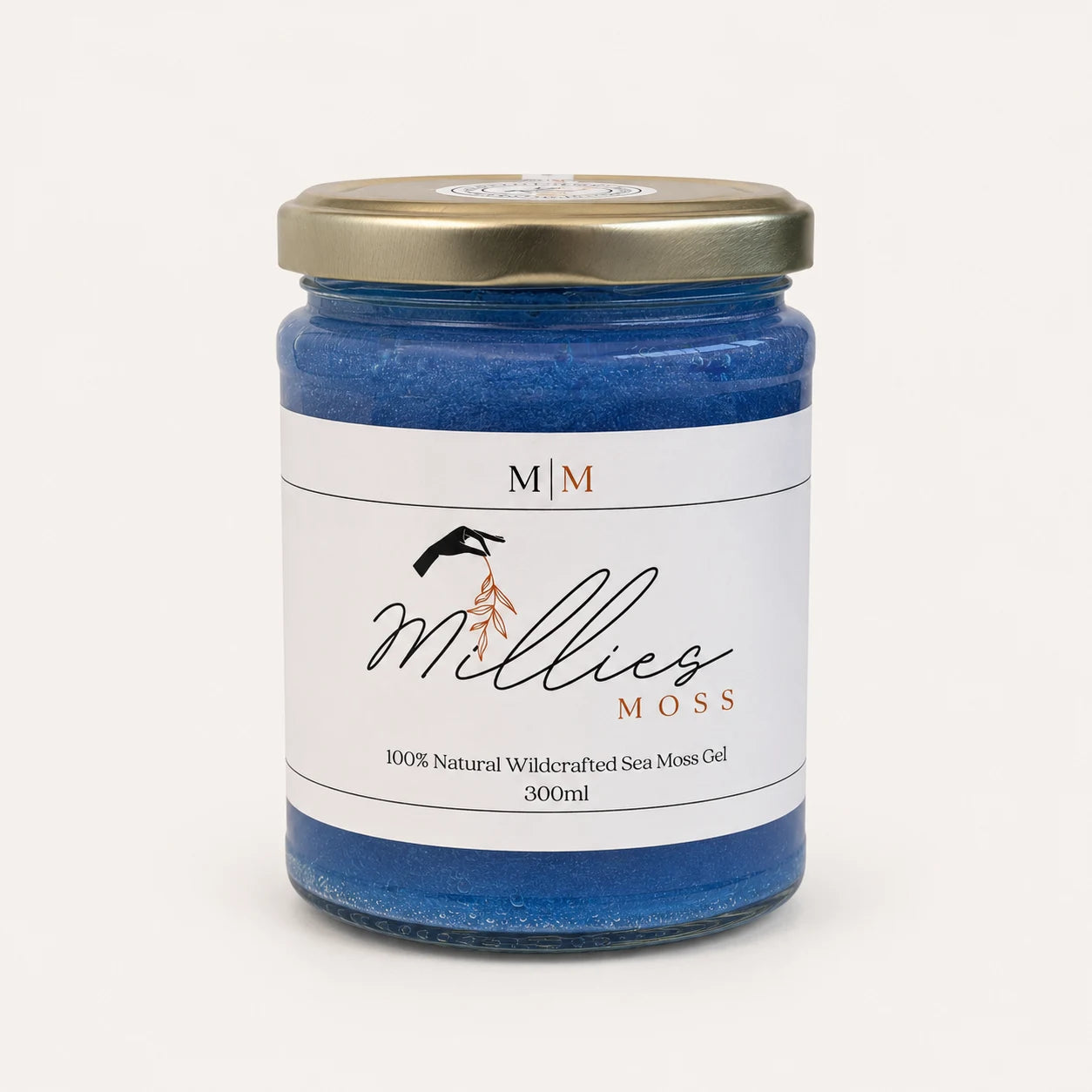 Millie's Moss Blue Spirulina Infused Sea Moss Gel 300ml glass jar