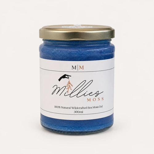 Millie's Moss Blue Spirulina Infused Sea Moss Gel 300ml glass jar