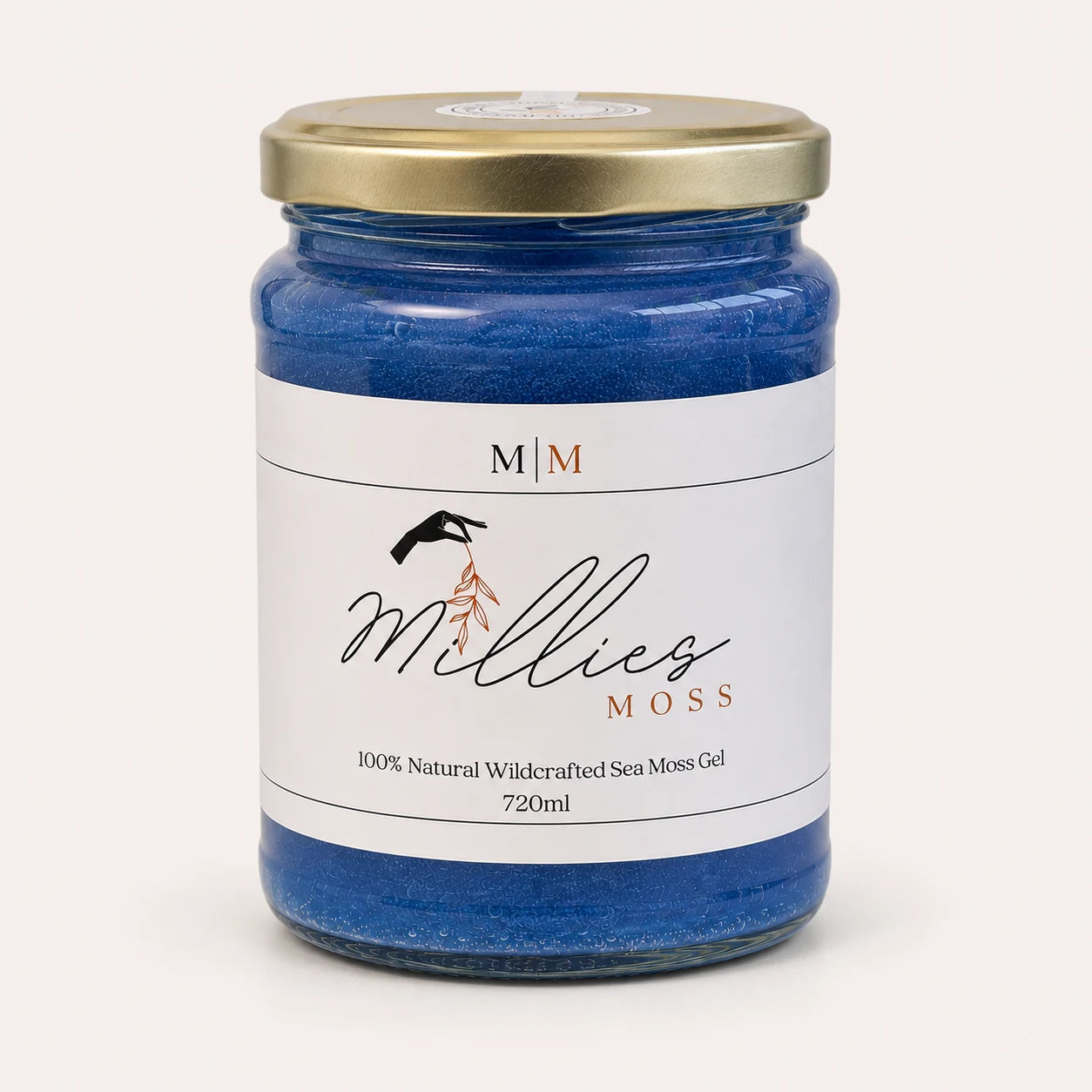 Millie's Moss Blue Spirulina Infused Sea Moss Gel 720ml glass jar