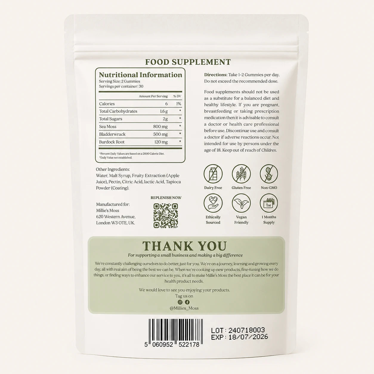 Millie's Moss Apple Sea Moss Gummies