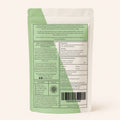 Back of Millie’s Moss Sea Moss with Moringa Capsules pouch showing directions, storage, ingredients, nutritional information and barcode.