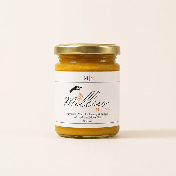 Millie's Moss Turmeric, Manuka Honey & Ginger Infused Sea Moss Gel 300ml jar