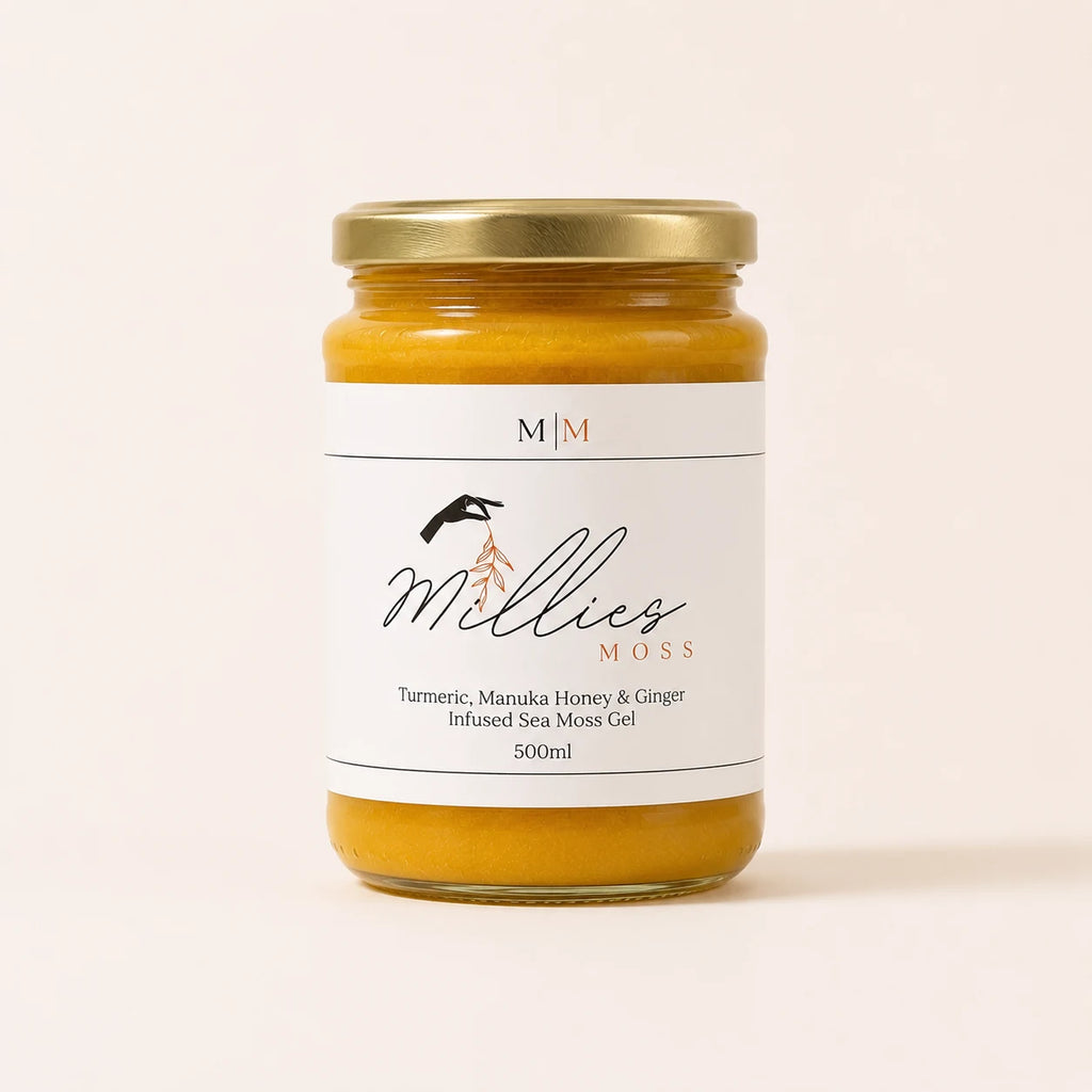 Millie's Moss Turmeric, Manuka Honey & Ginger Infused Sea Moss Gel 500ml jar