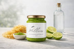 Millies sea moss matcha gel jar with wildcrafted sea moss lime and Japanese matcha powder ingredients
